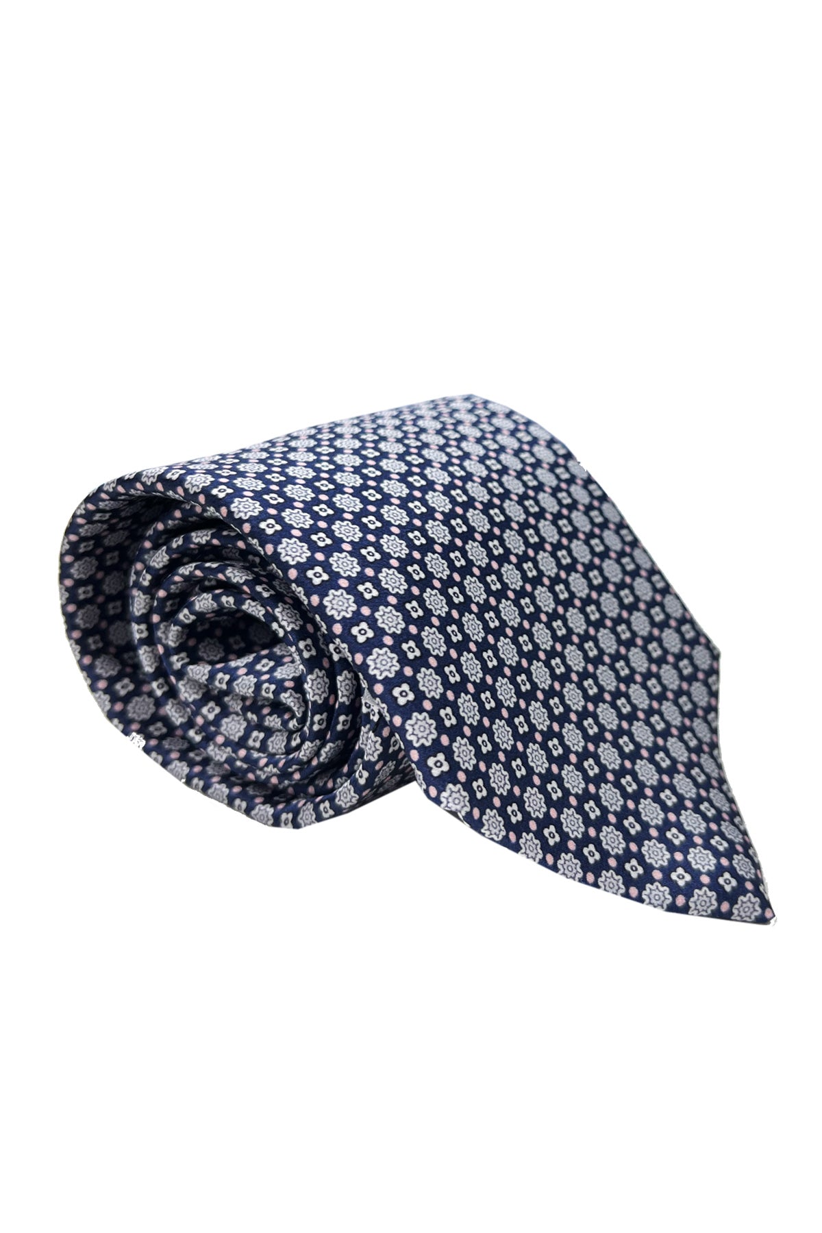 Cravatta uomo blu 9cm fantasia Fiori Multcolor in pura seta cucita a mano
