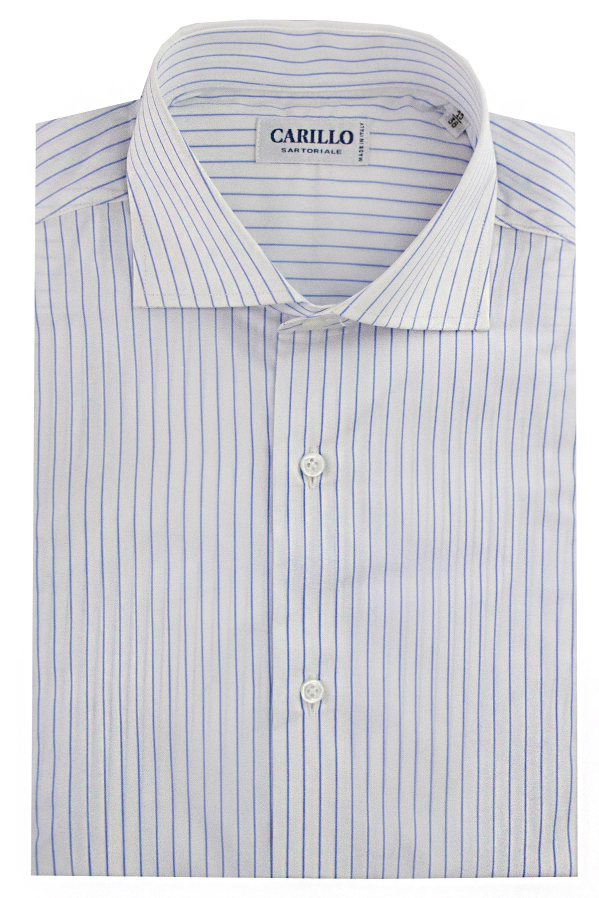 Camicia uomo in cotone fisso slim fit fantasia rigata bianco celeste