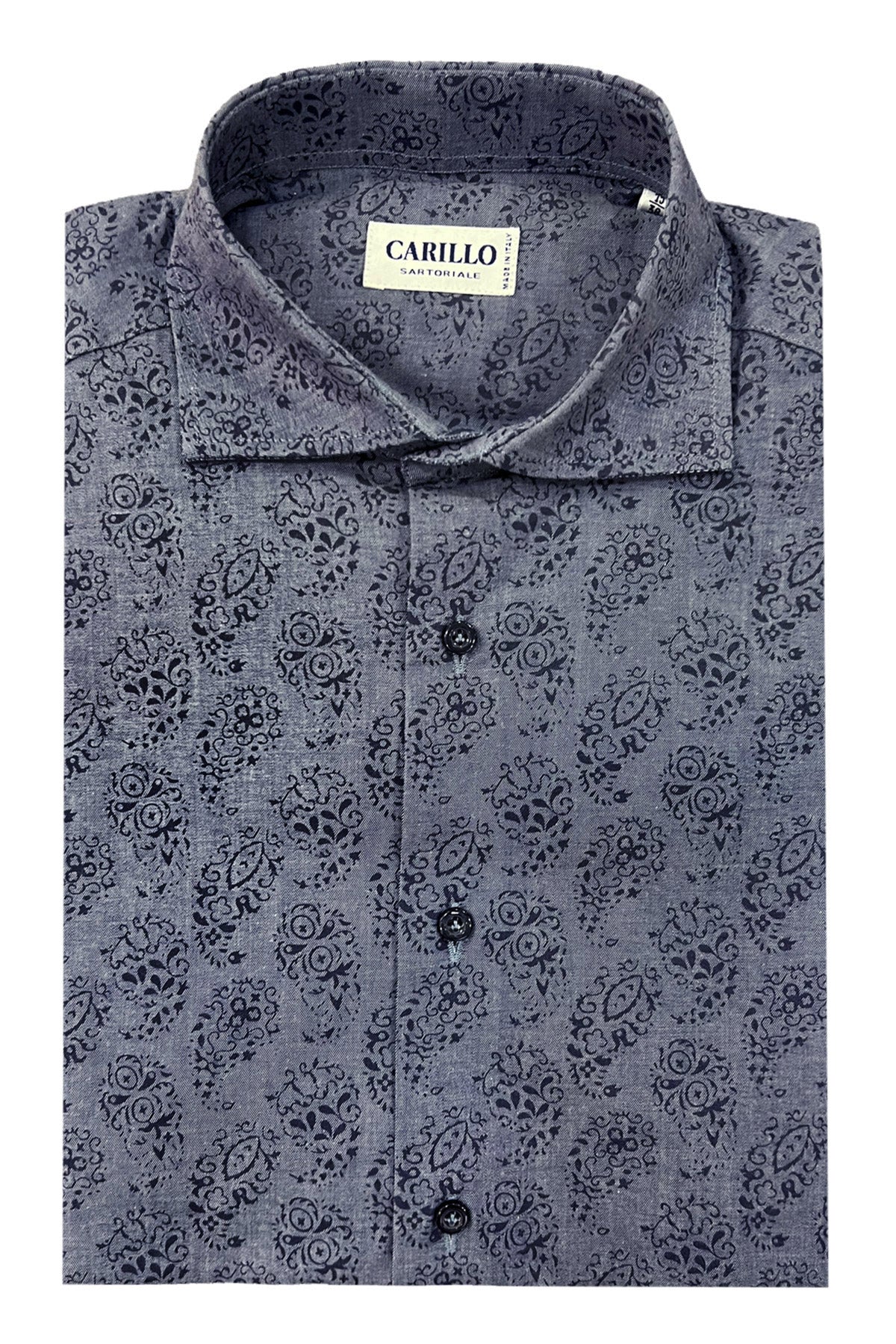 Camicia uomo cotone slim fit fantasia etro su base denim