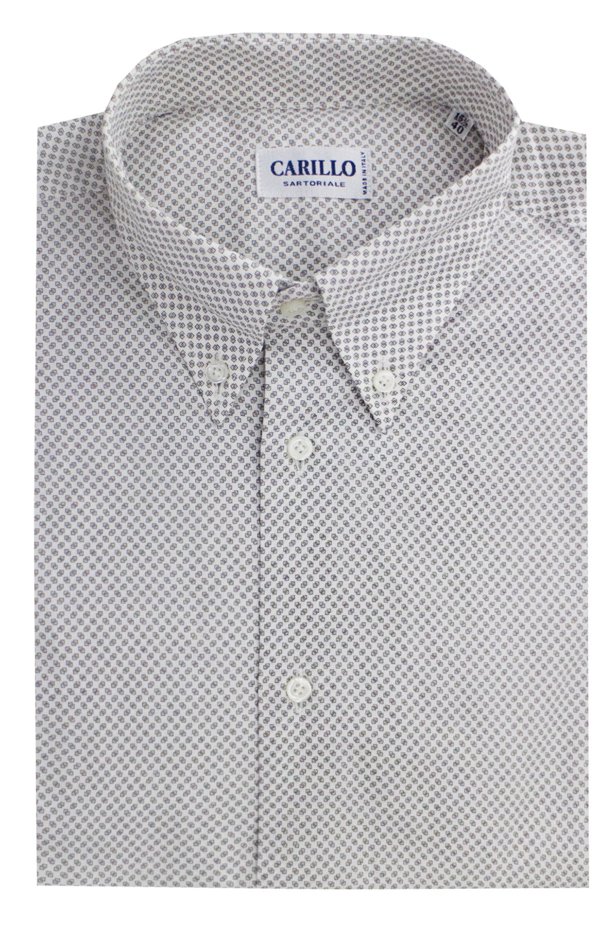 Camicia uomo microfantasia doppioquadro fango slim fit