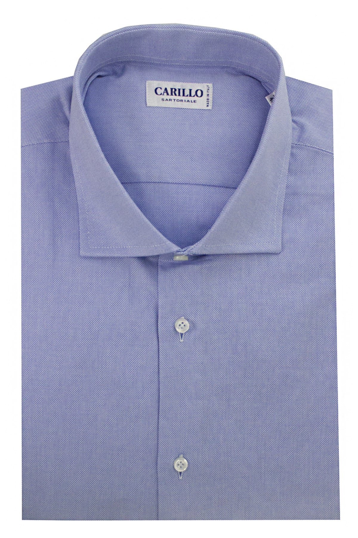 Camicia Uomo slim fit collo francese nido d'ape tinta unita celeste scuro