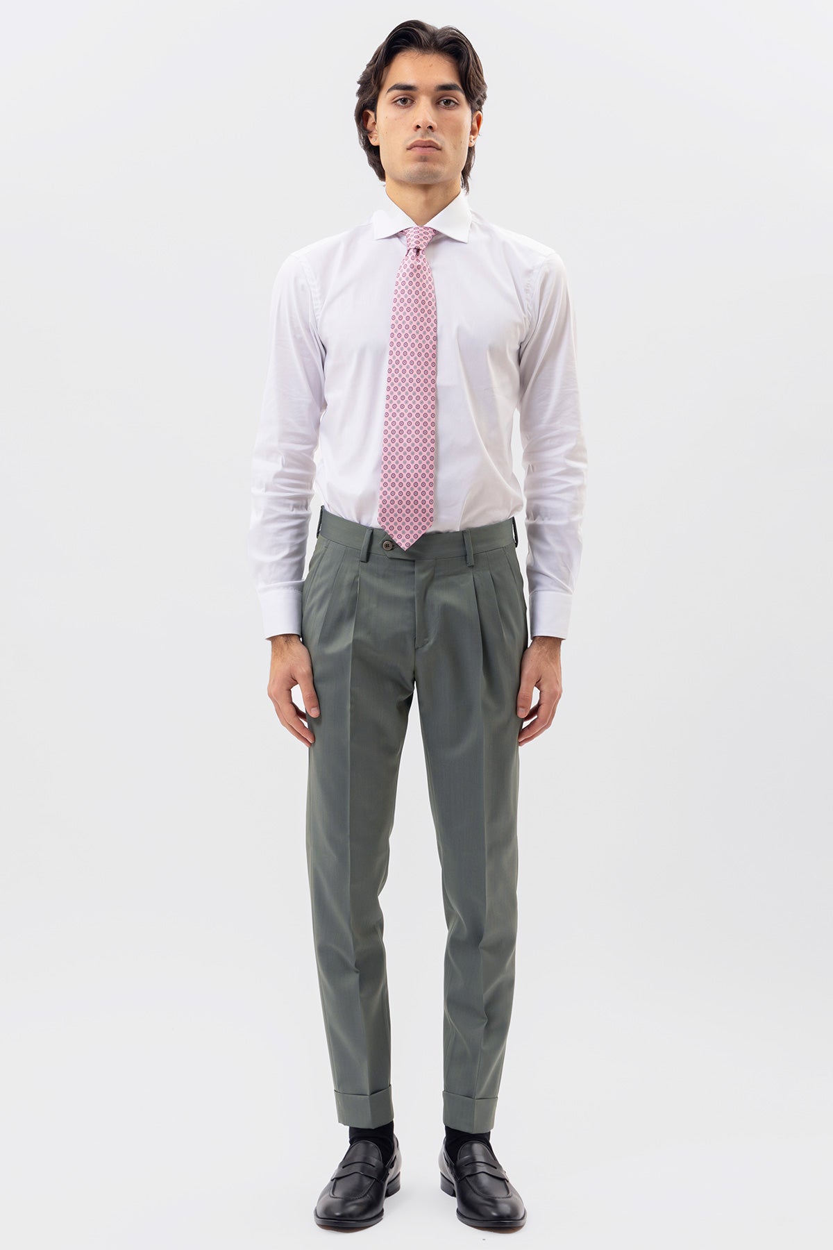 Abito Verde Solaro Doppiopetto Uomo In Fresco Lana Vitale Barberis Canonico Con Rever A Lancia Tasche A Filo