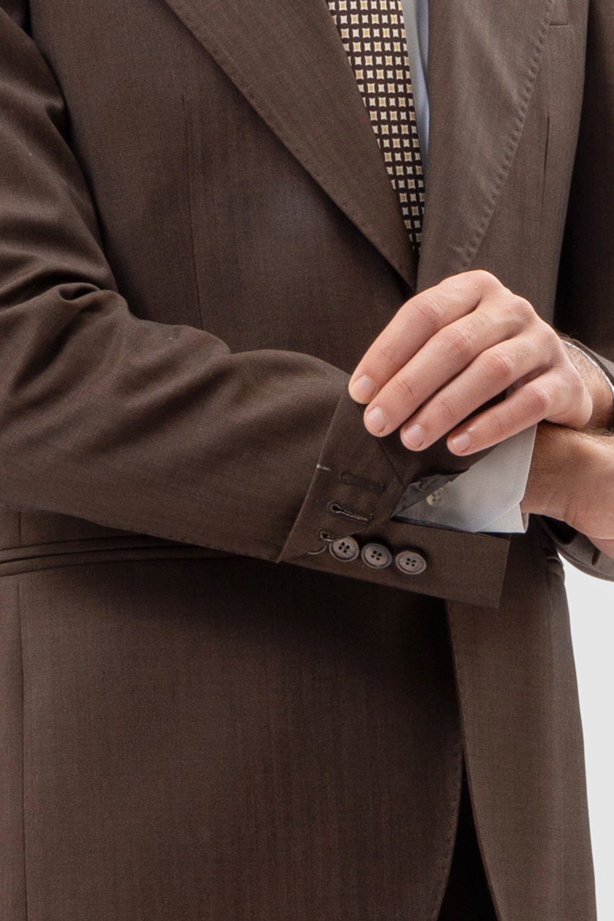 Giacca Marrone Solaro Monopetto Uomo Fresco Lana Vitale Barberis Canonico Con Rever A Lancia Tasche A Filo