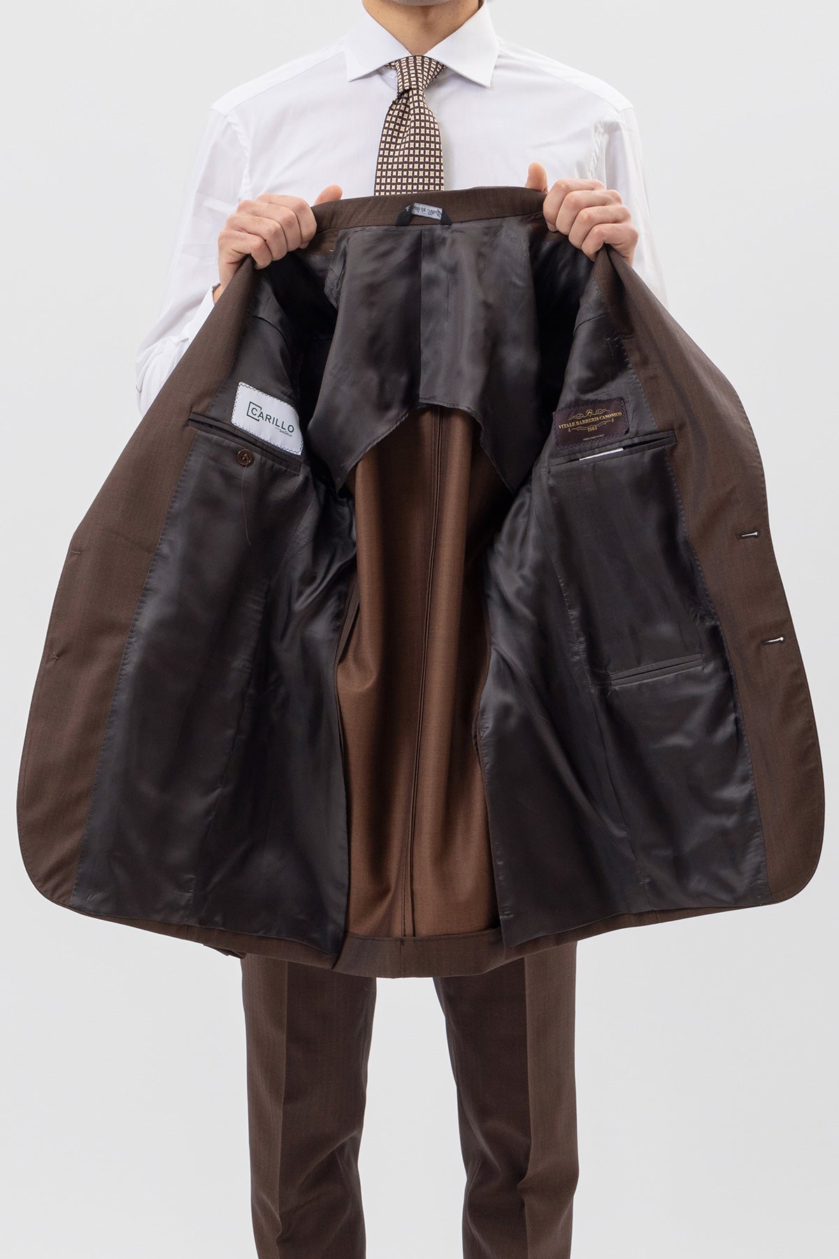 Giacca Marrone Solaro Monopetto Uomo Fresco Lana Vitale Barberis Canonico Con Rever A Lancia Tasche A Filo