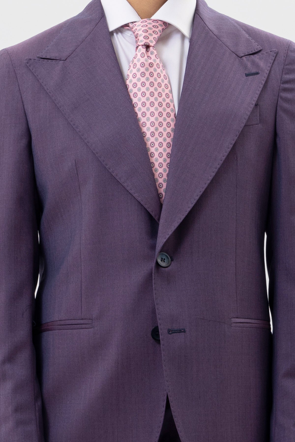Giacca viola solaro monopetto uomo in fresco lana Vitale Barberis Canonico con rever a lancia tasche a filo .