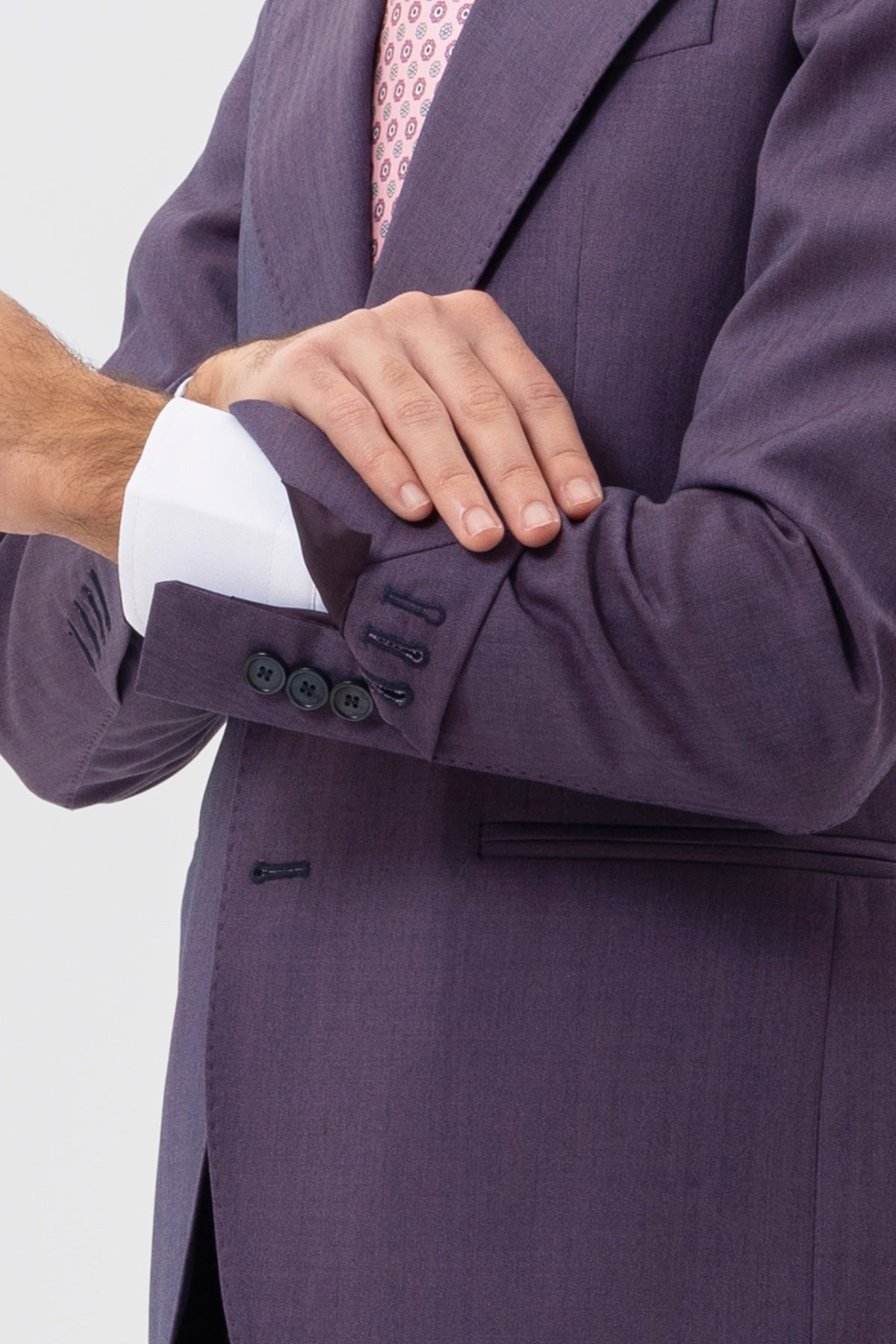 Giacca viola solaro monopetto uomo in fresco lana Vitale Barberis Canonico con rever a lancia tasche a filo .