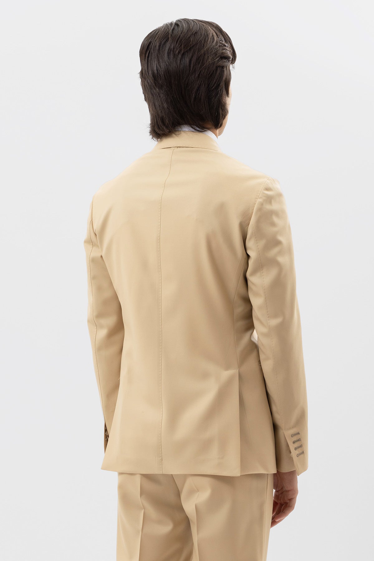 Giacca Monopetto Beige Fresco Lana Super 140's  Holland & Sherry Rever A Lancia 12 Cm