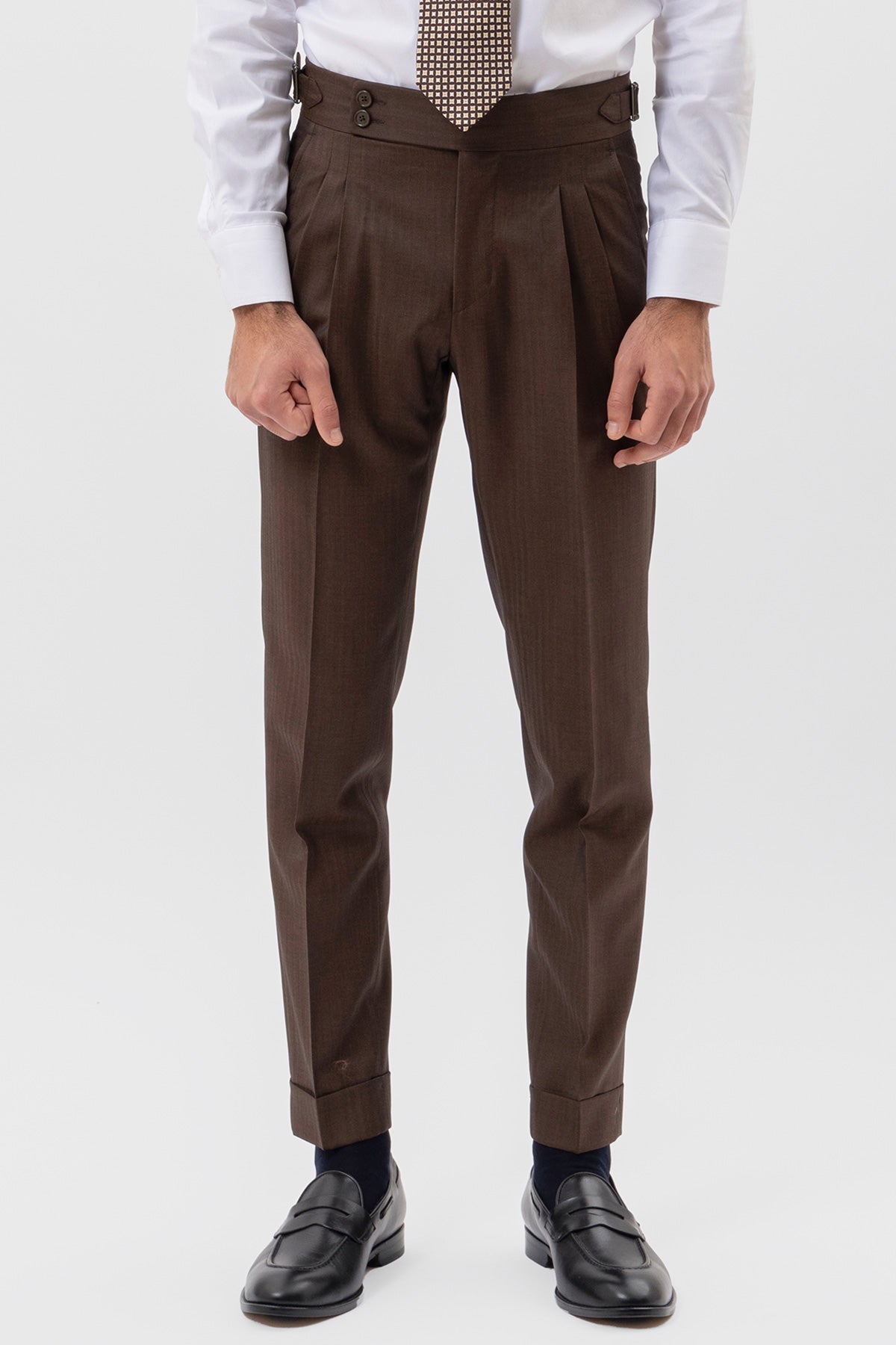 Abito Marrone Solaro Monopetto Uomo Fresco Lana Vitale Barberis Canonico Con Rever A Lancia Tasche A Filo