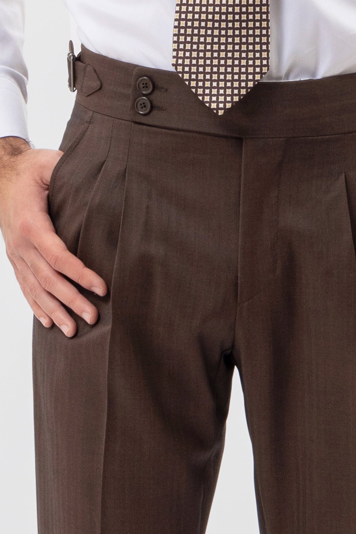 Abito Marrone Solaro Monopetto Uomo Fresco Lana Vitale Barberis Canonico Con Rever A Lancia Tasche A Filo