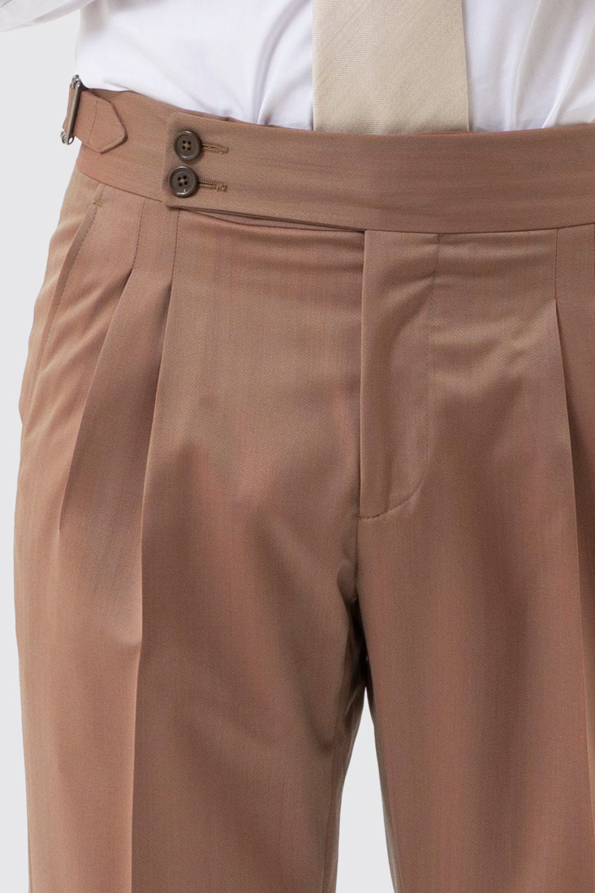 Abito monopetto fango solaro uomo in fresco lana vitale barberis canonico con rever a lancia tasche a filo .