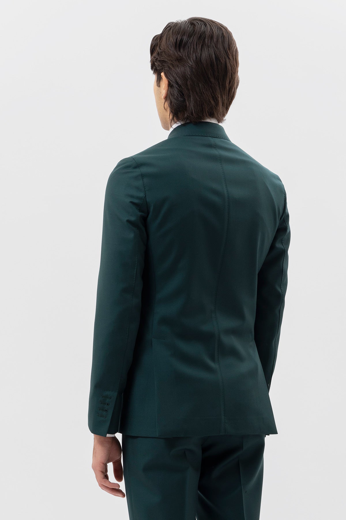 Giacca Doppiopetto Verde Bottiglia Uomo Fresco Lana Super 140's Worsted Holland & Sherry Rever A Lancia