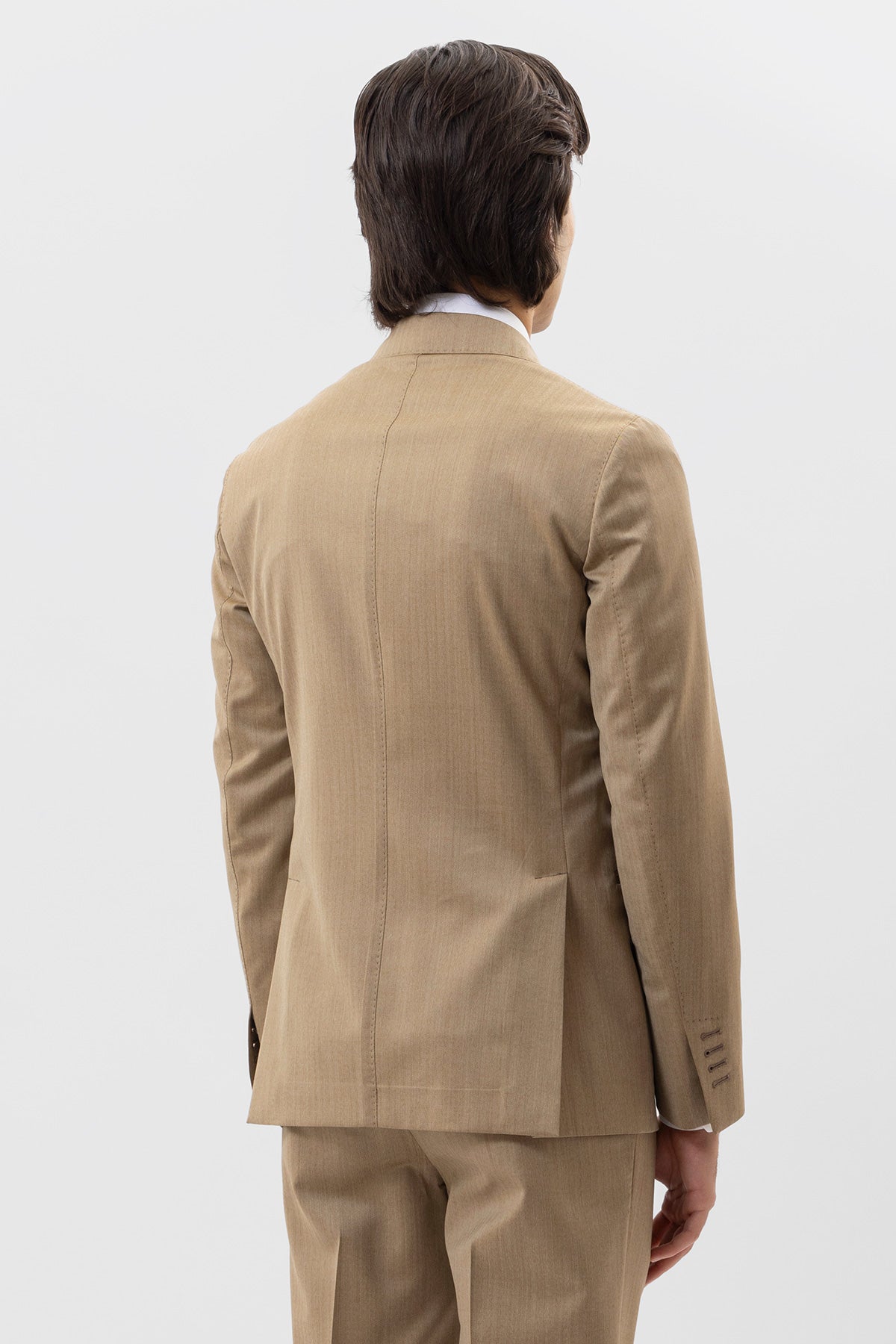 Giacca Doppiopetto Beige Solaro Uomo In Fresco Lana Vitale Barberis Canonico Con Rever A Lancia Tasche A Filo