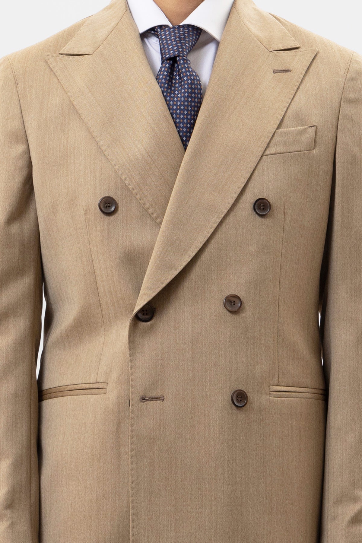 Giacca Doppiopetto Beige Solaro Uomo In Fresco Lana Vitale Barberis Canonico Con Rever A Lancia Tasche A Filo
