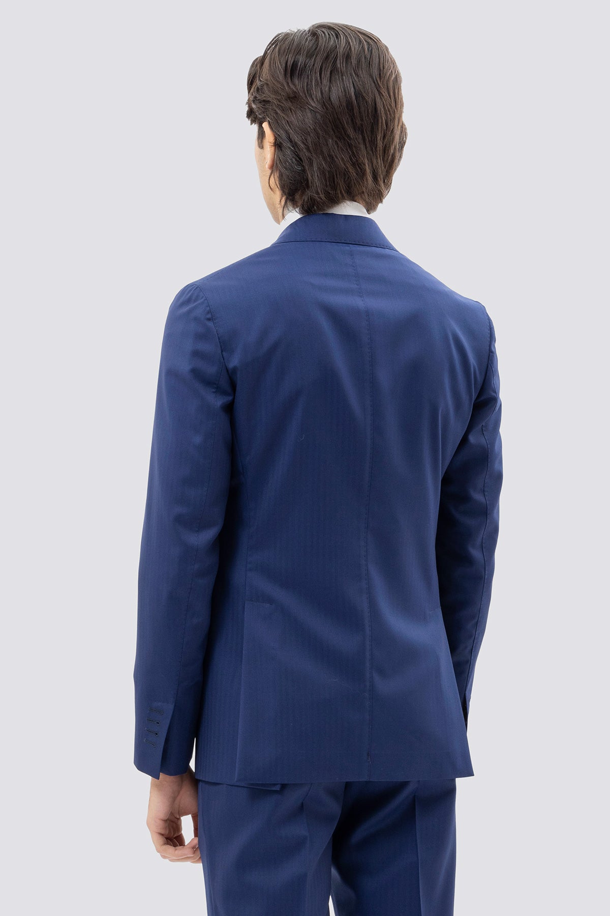 Giacca Doppiopetto Blu Solaro Uomo Fresco Lana E Seta Holland & Sherry Rever A Lancia 13cm Tasache A Filo