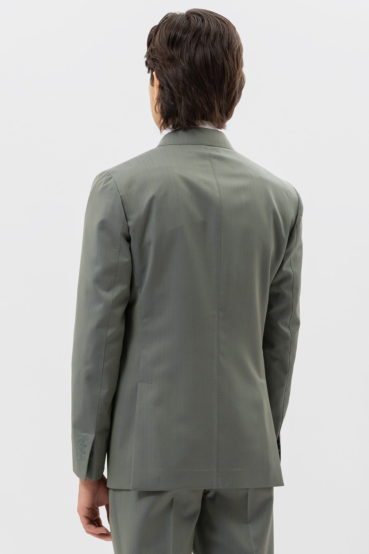 Abito Verde Solaro Doppiopetto Uomo In Fresco Lana Vitale Barberis Canonico Con Rever A Lancia Tasche A Filo