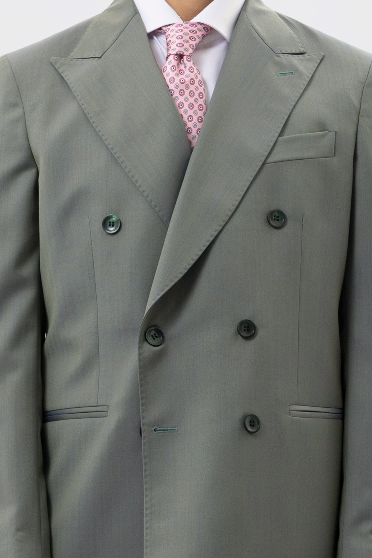 Giacca Verde Solaro Doppiopetto Uomo In Fresco Lana Vitale Barberis Canonico Con Rever A Lancia Tasche A Filo