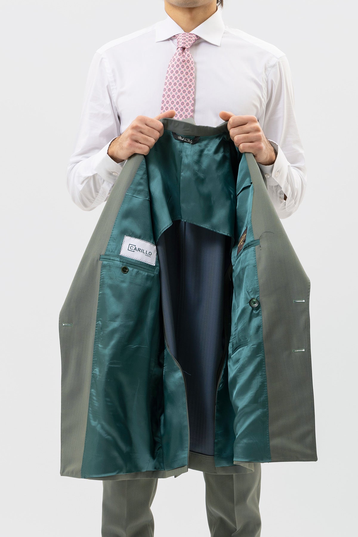 Giacca Verde Solaro Doppiopetto Uomo In Fresco Lana Vitale Barberis Canonico Con Rever A Lancia Tasche A Filo