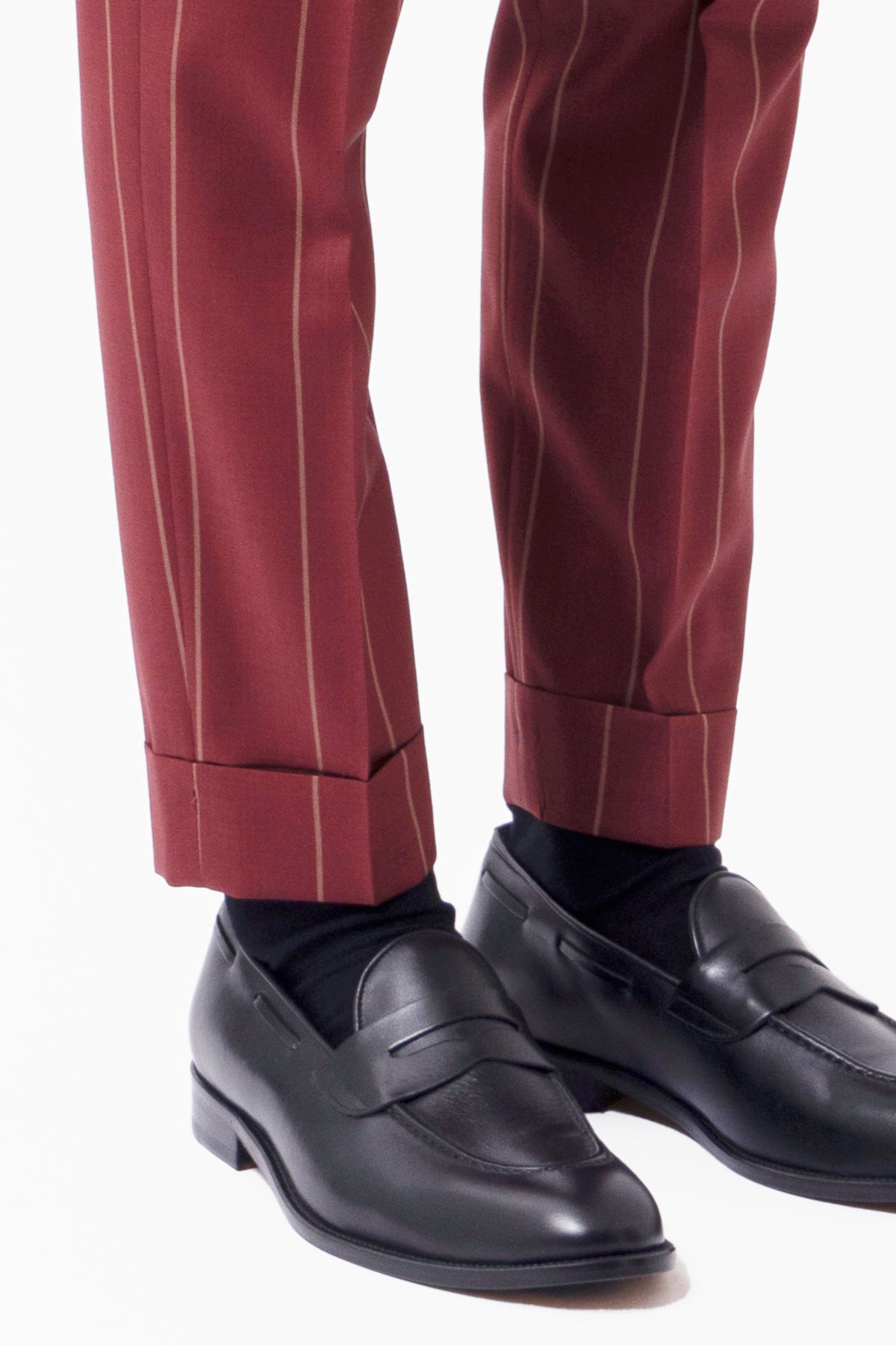 PANTALONE BORDEAUX GESSATO BEIGE VITA  ALTA UOMO FRESCO LANA SUPER 130'S FORDAM TESSUTI NAPOLI DOPPIA PINCES E RISVOLTO 5CM