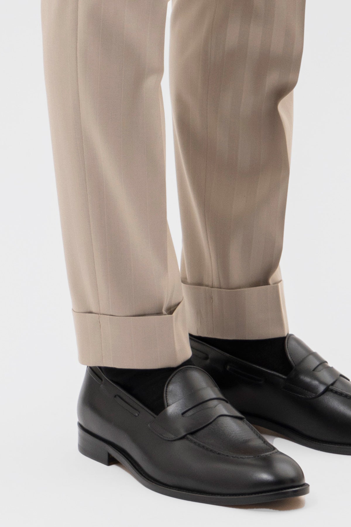 Abito Uomo Doppiopetto Beige Rigata Rever A Lancia 13cm Tasche A Filo