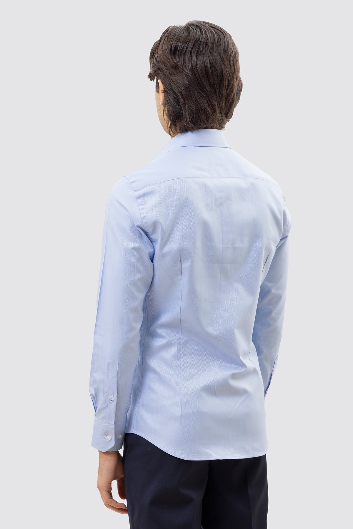 CAMICIA  CELESTE SPIGATA SLIM FIT 100% COTONE  COLLO SEMI FRANCESE POLSO SMUSSATO MILETA TESSUTI