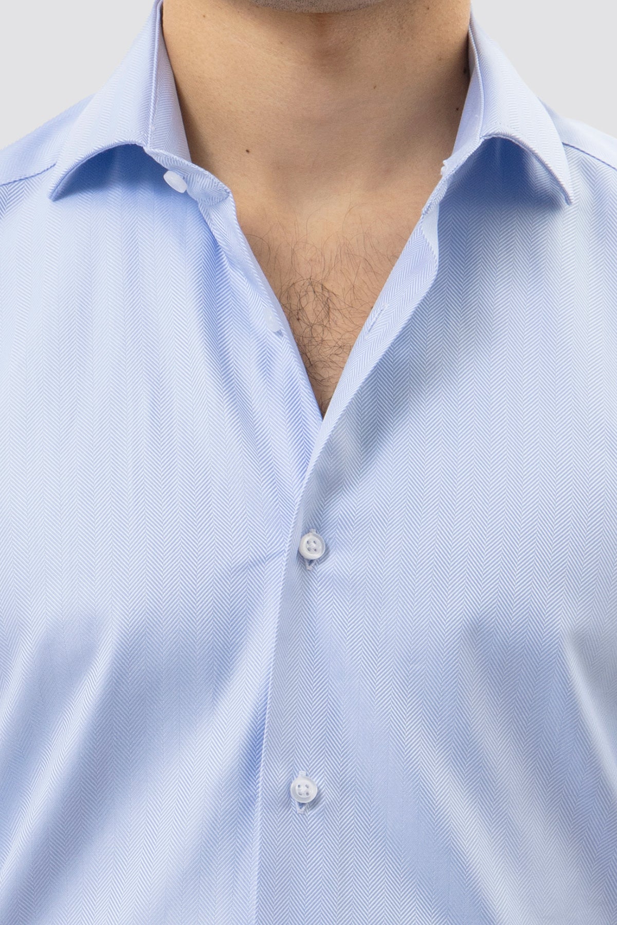 CAMICIA  CELESTE SPIGATA SLIM FIT 100% COTONE  COLLO SEMI FRANCESE POLSO SMUSSATO MILETA TESSUTI