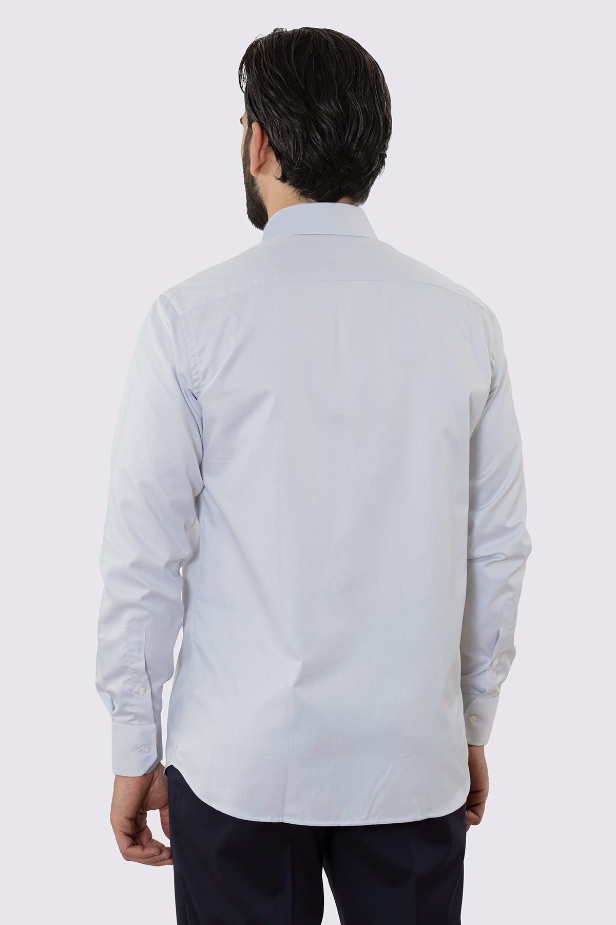 CAMICIA GRIGIO PERLA REGULAR FIT 100% COTONE NO IRON TINTA UNITA COLLO SEMI FRANCESE POLSO SMUSSATO MILETA TESSUTI