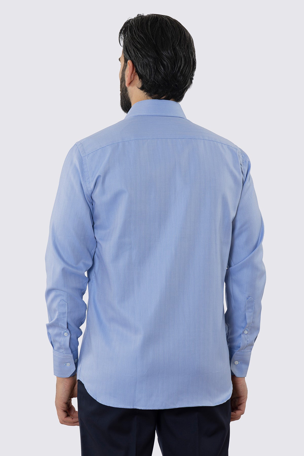 CAMICIA  AZZURRA SPIGATA REGULAR FIT 100% COTONE  COLLO SEMI FRANCESE POLSO SMUSSATO MILETA TESSUTI