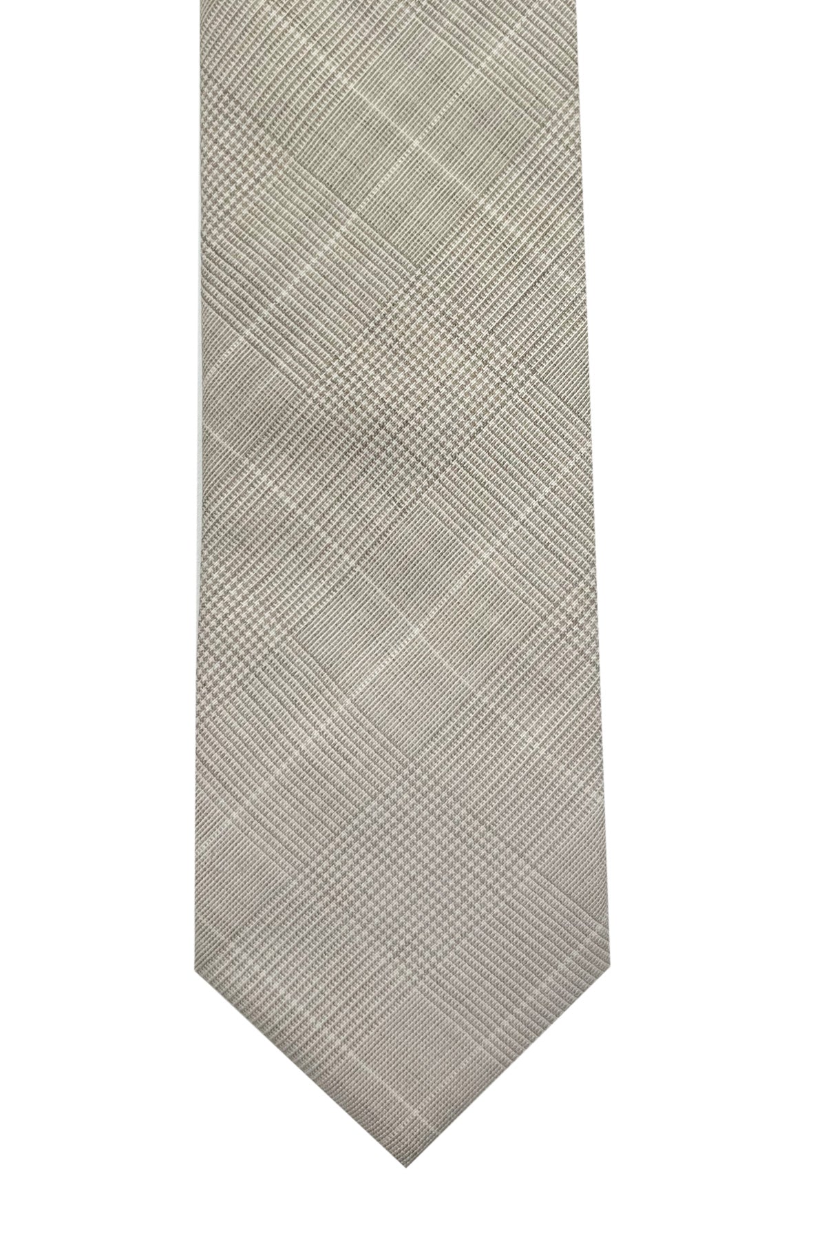 Cravatta Uomo beige galles fordam tessuti fresco lana100% super 130's cucita a mano 9cm