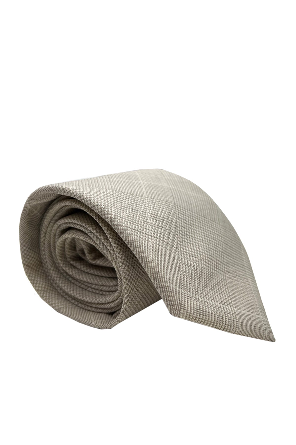Cravatta Uomo beige galles fordam tessuti fresco lana100% super 130's cucita a mano 9cm