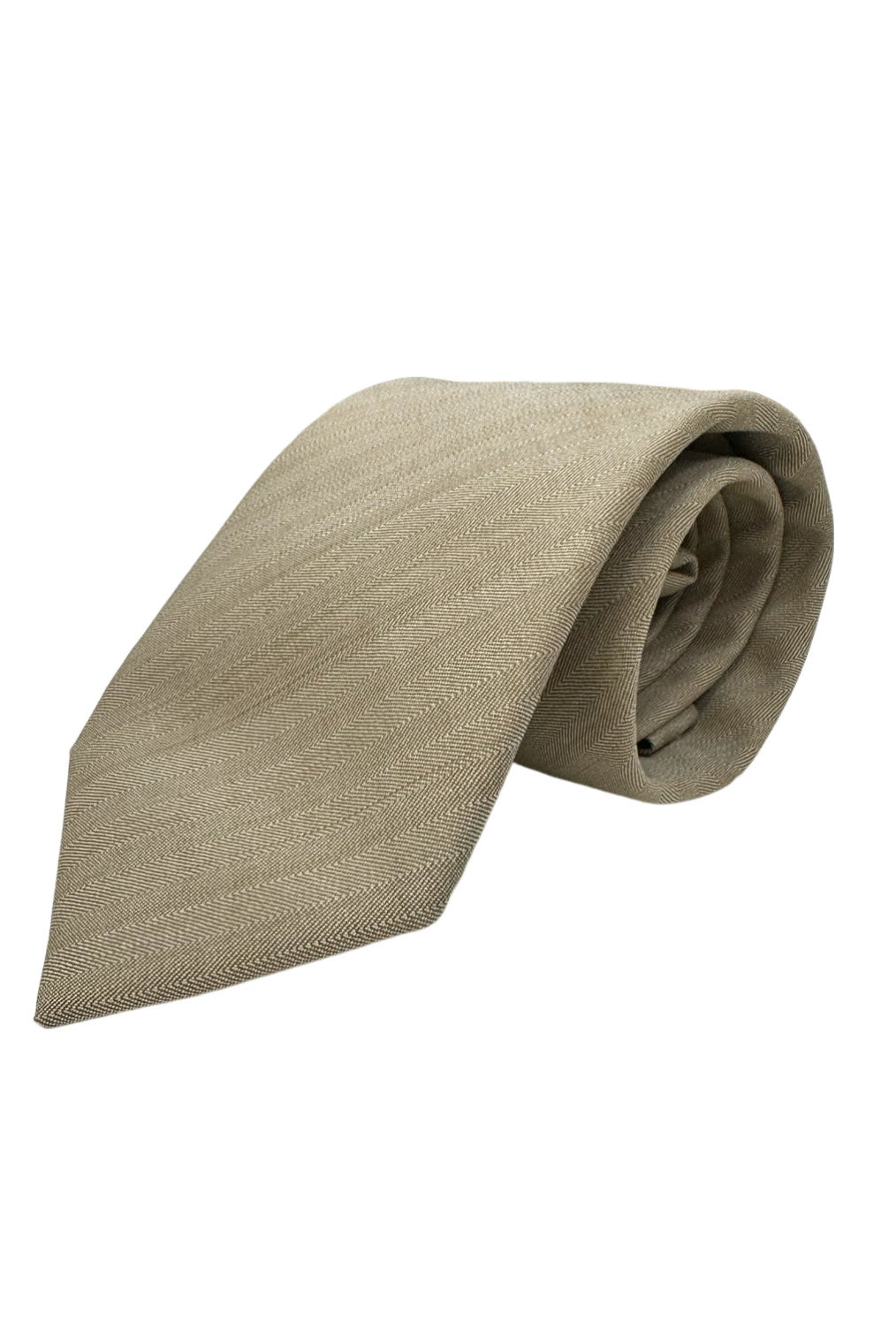 Cravatta uomo beige solaro Bristol tessuti fresco lana 100% effetto spigato cucita a mano 9cm