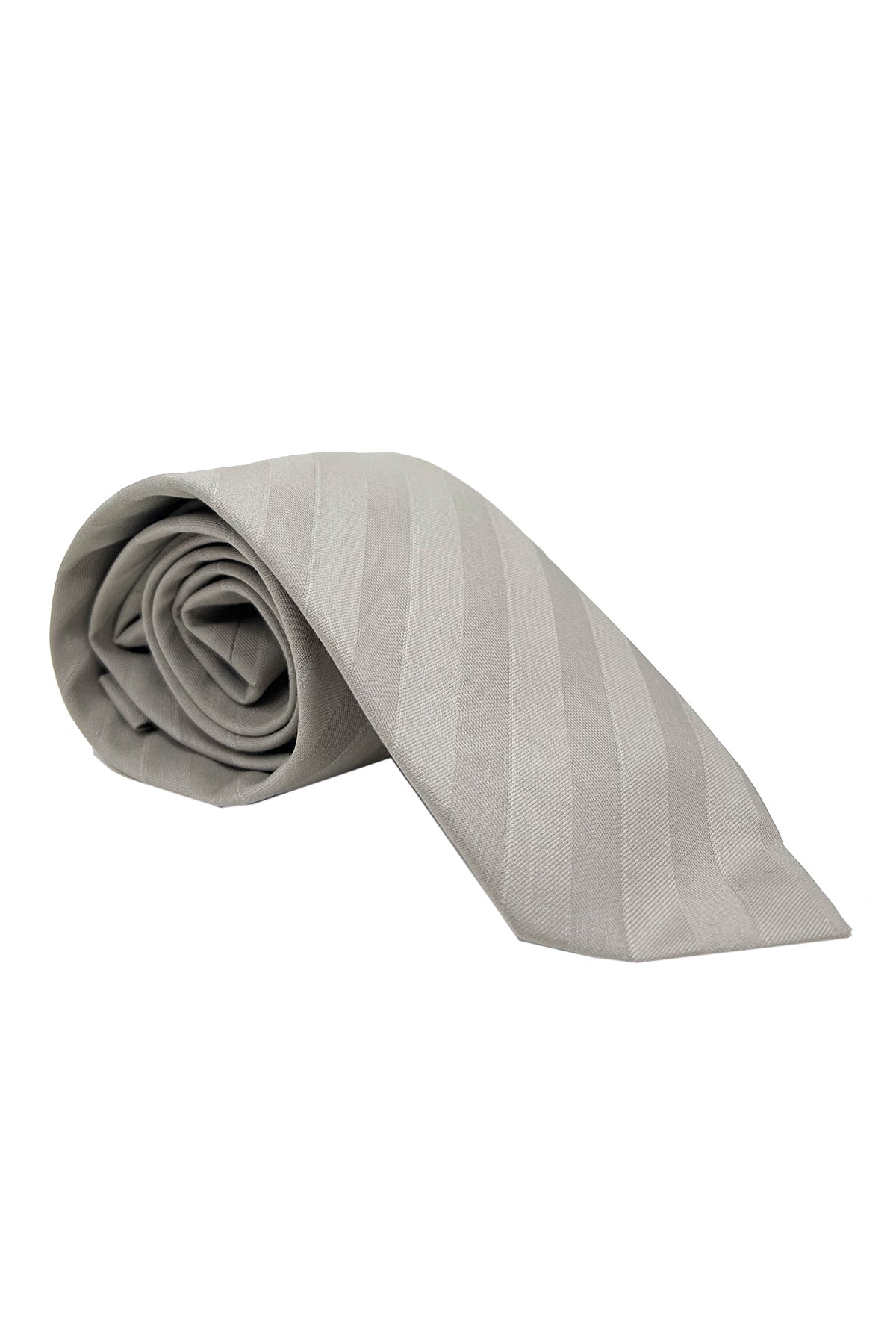 Cravatta beige rigata tinta su tinta 9cm fatta a mano