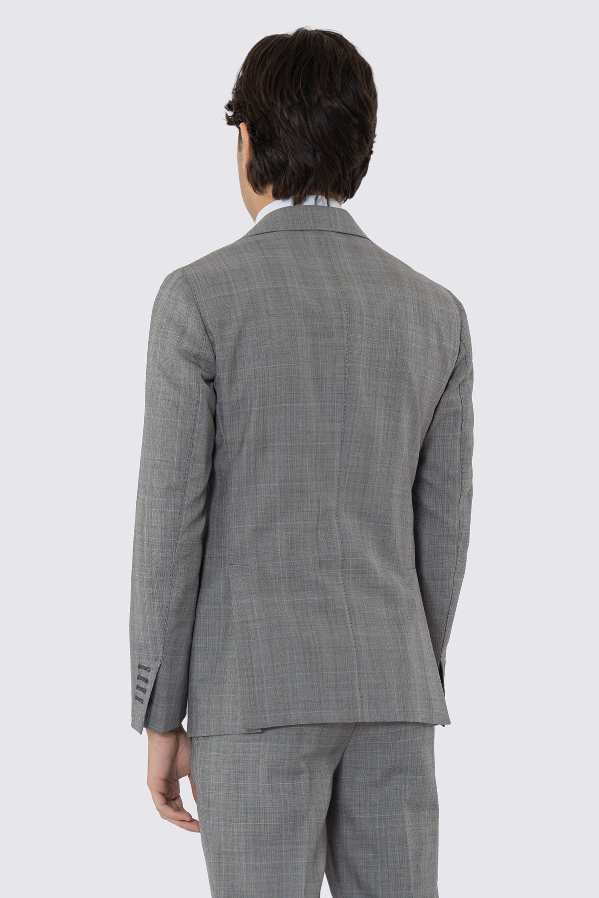Abito uomo Monopetto grigio fantasia principe di galles in fresco lana 120's Holland & Sherry