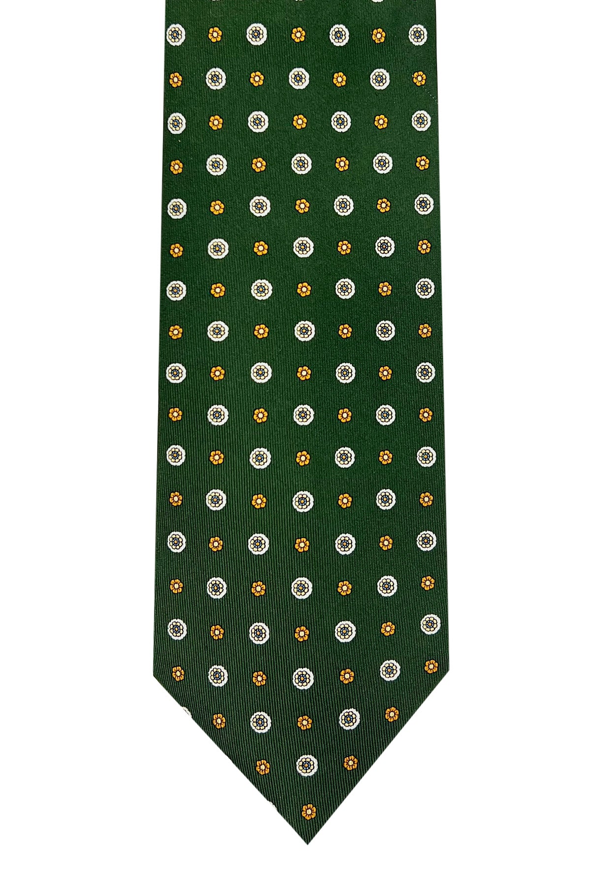 Cravatta uomo verde fantasia in seta 100% cucita a mano