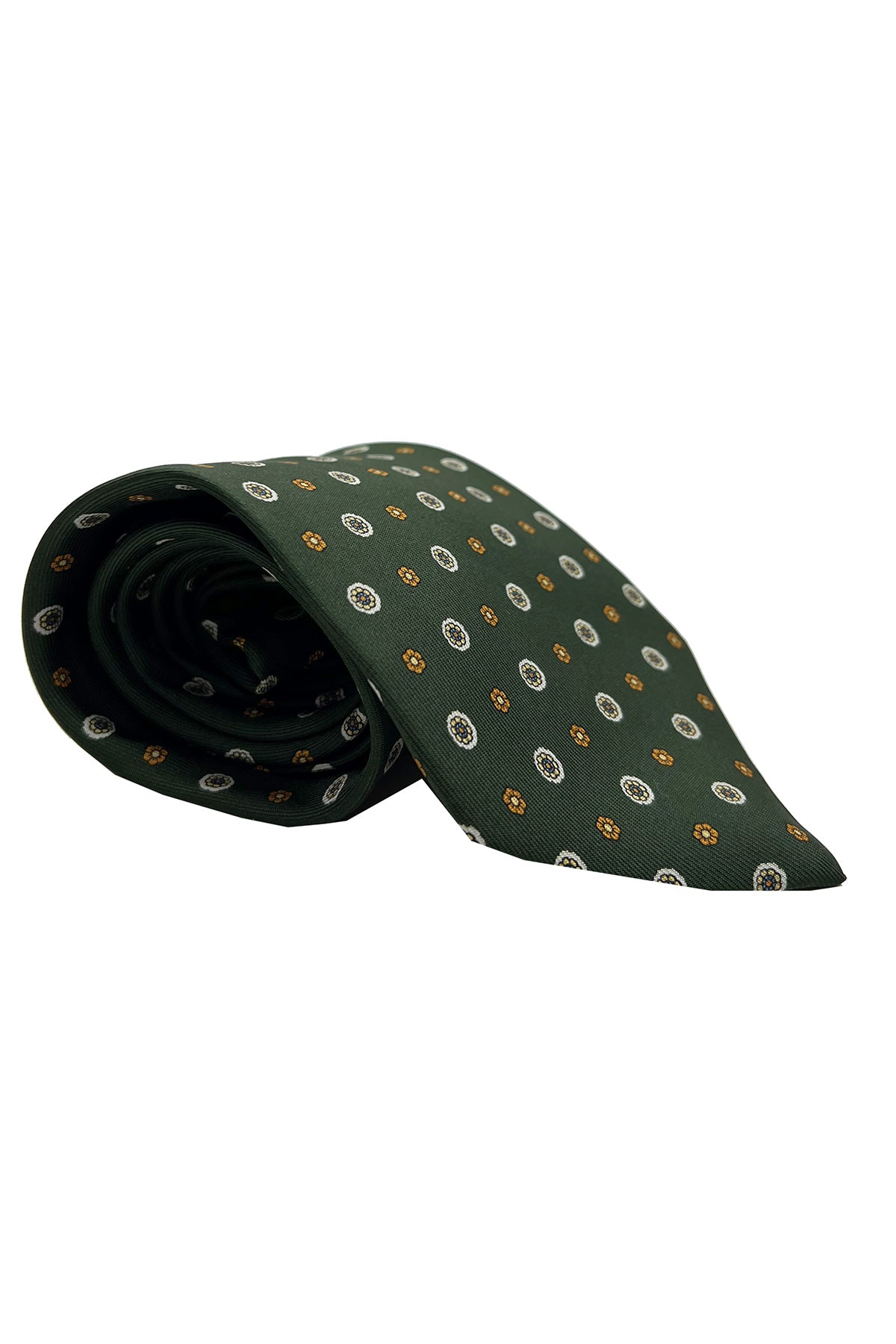 Cravatta uomo verde fantasia in seta 100% cucita a mano