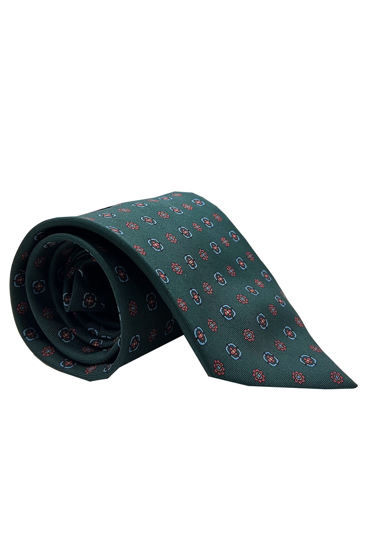 Cravatta uomo verde fantasia in seta 100% cucita a mano