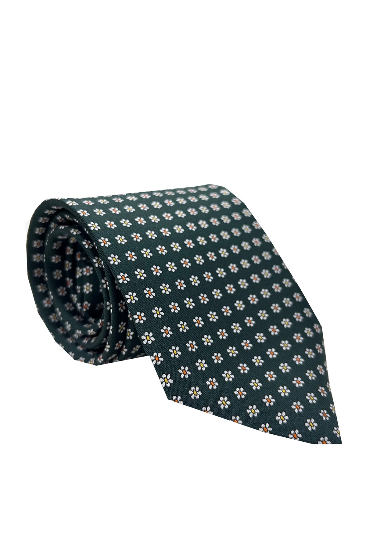 Cravatta uomo verde fantasia in seta 100% cucita a mano