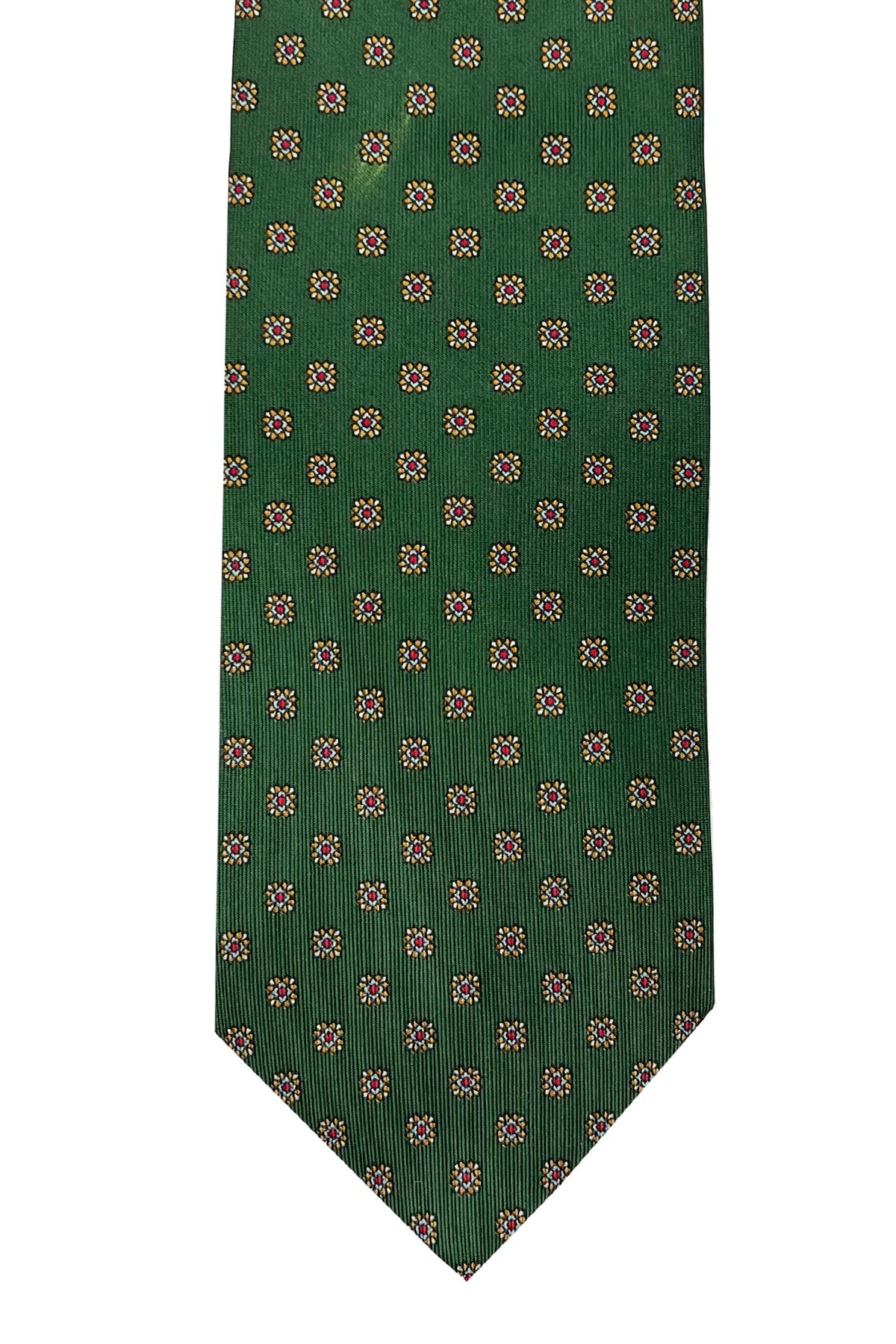 Cravatta uomo verde fantasia in seta 100% cucita a mano