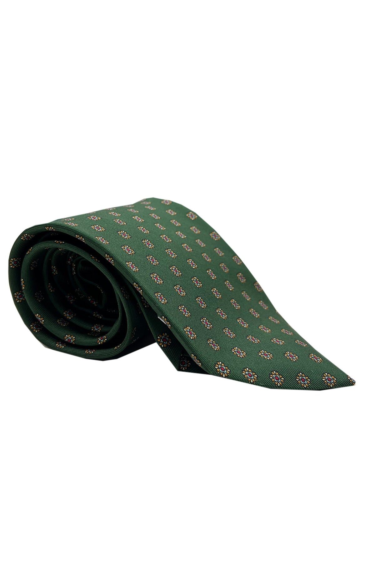 Cravatta uomo verde fantasia in seta 100% cucita a mano