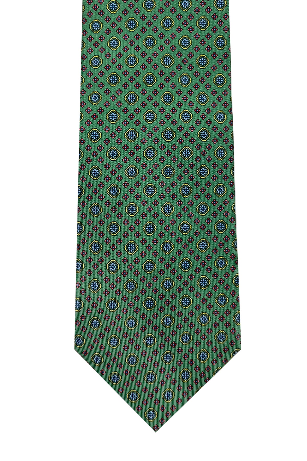 Cravatta uomo verde fantasia in seta 100% cucita a mano