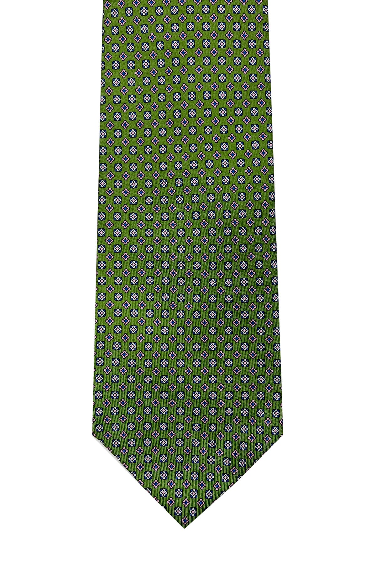 Cravatta uomo verde fantasia in seta 100% cucita a mano