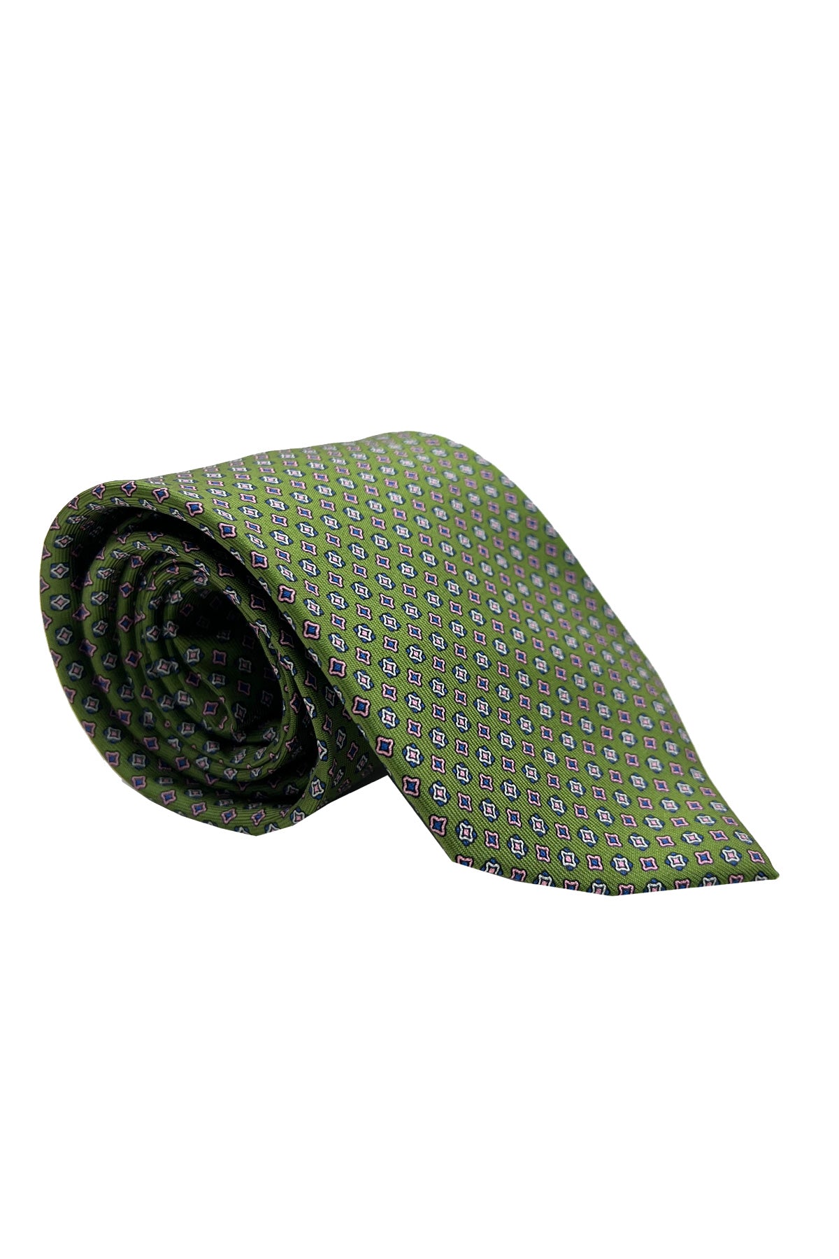 Cravatta uomo verde fantasia in seta 100% cucita a mano