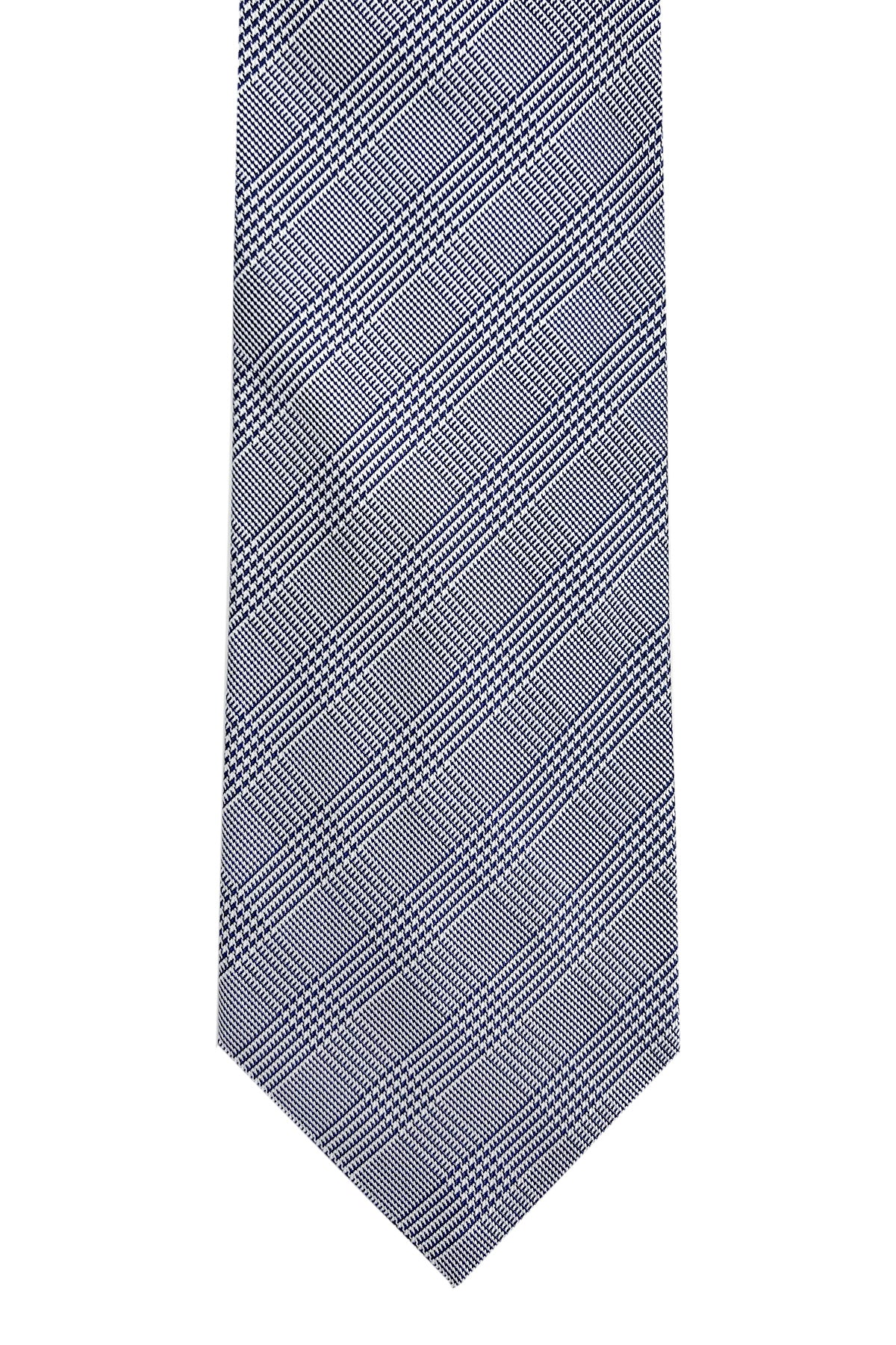Cravatta uomo blu fantasia in seta 100% cucita a mano