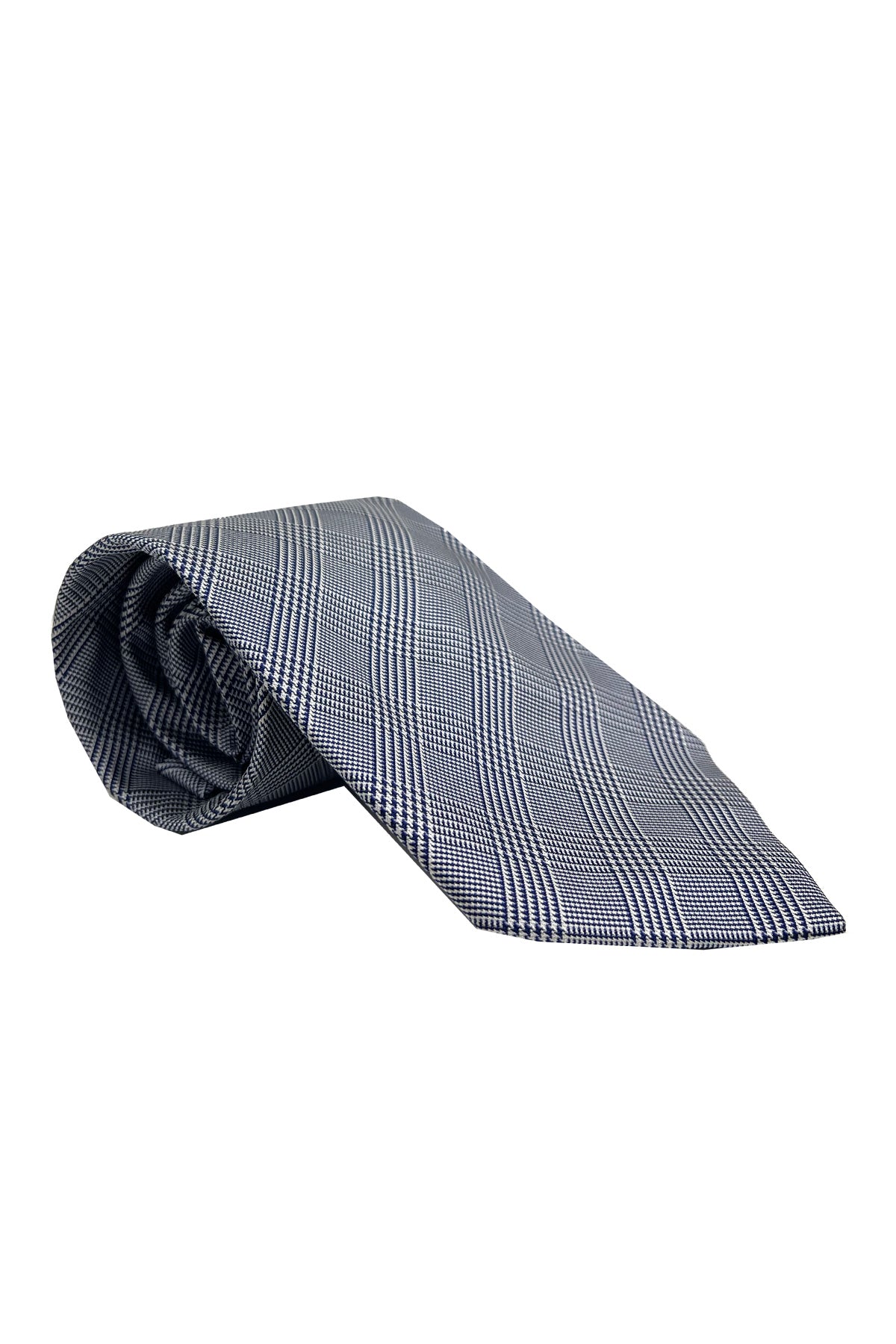 Cravatta uomo blu fantasia in seta 100% cucita a mano