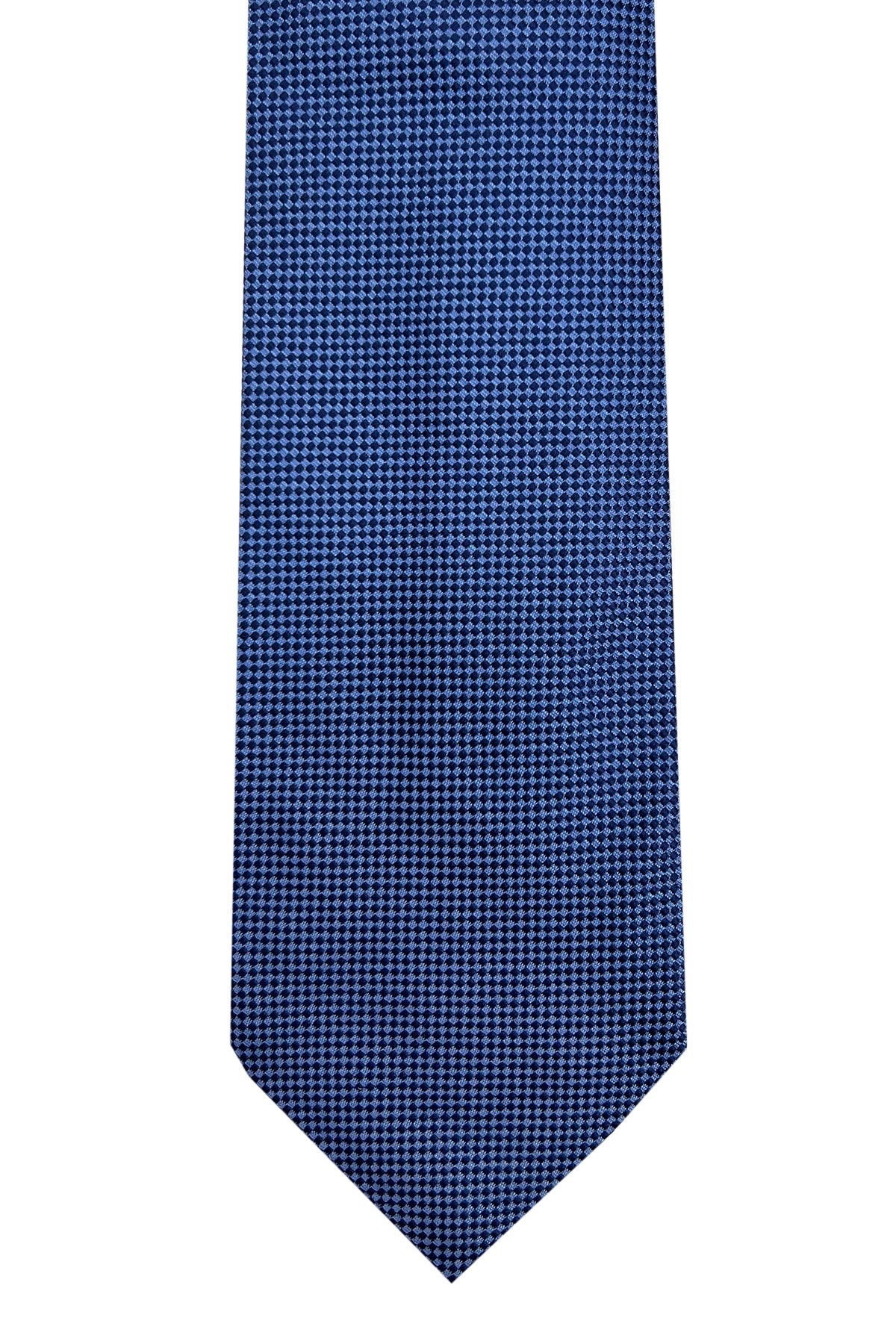 Cravatta uomo blu fantasia in seta 100% cucita a mano