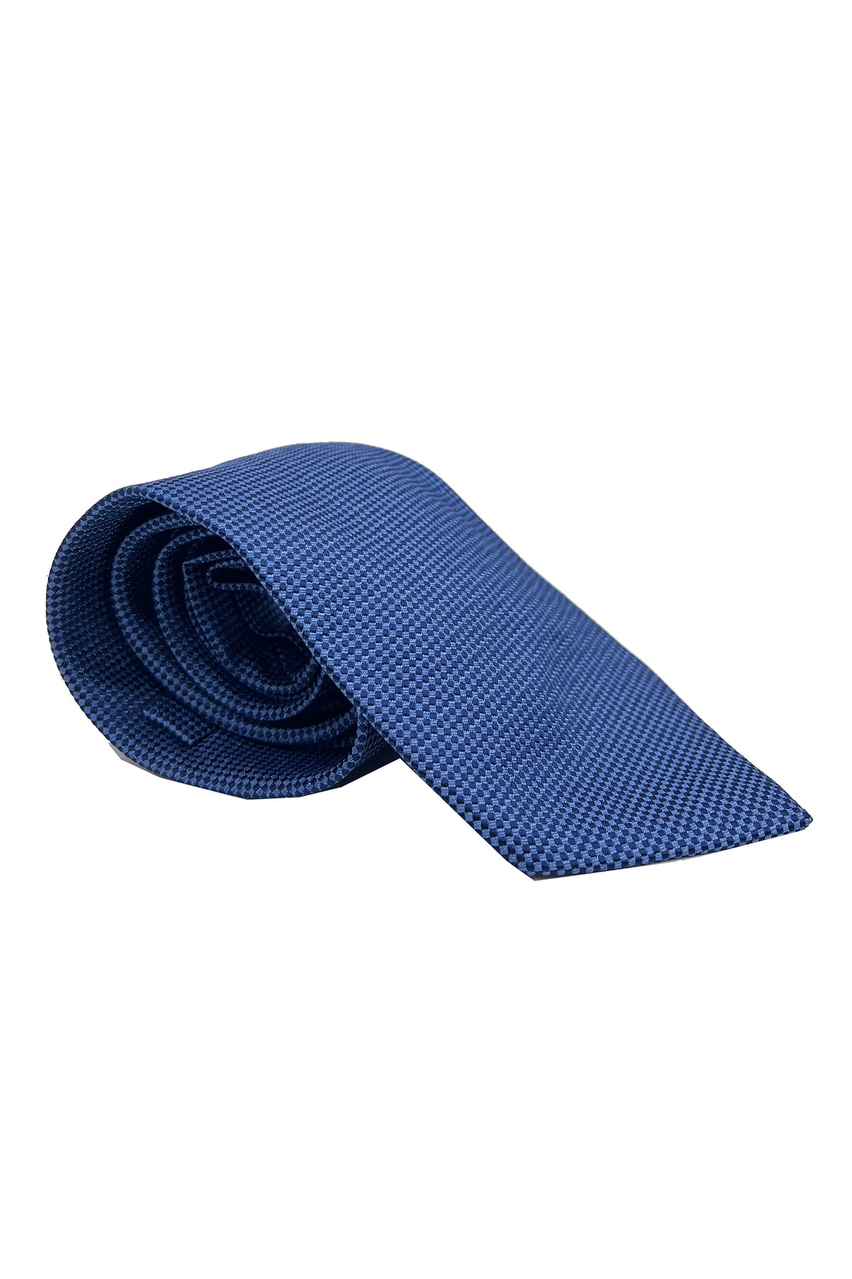 Cravatta uomo blu fantasia in seta 100% cucita a mano