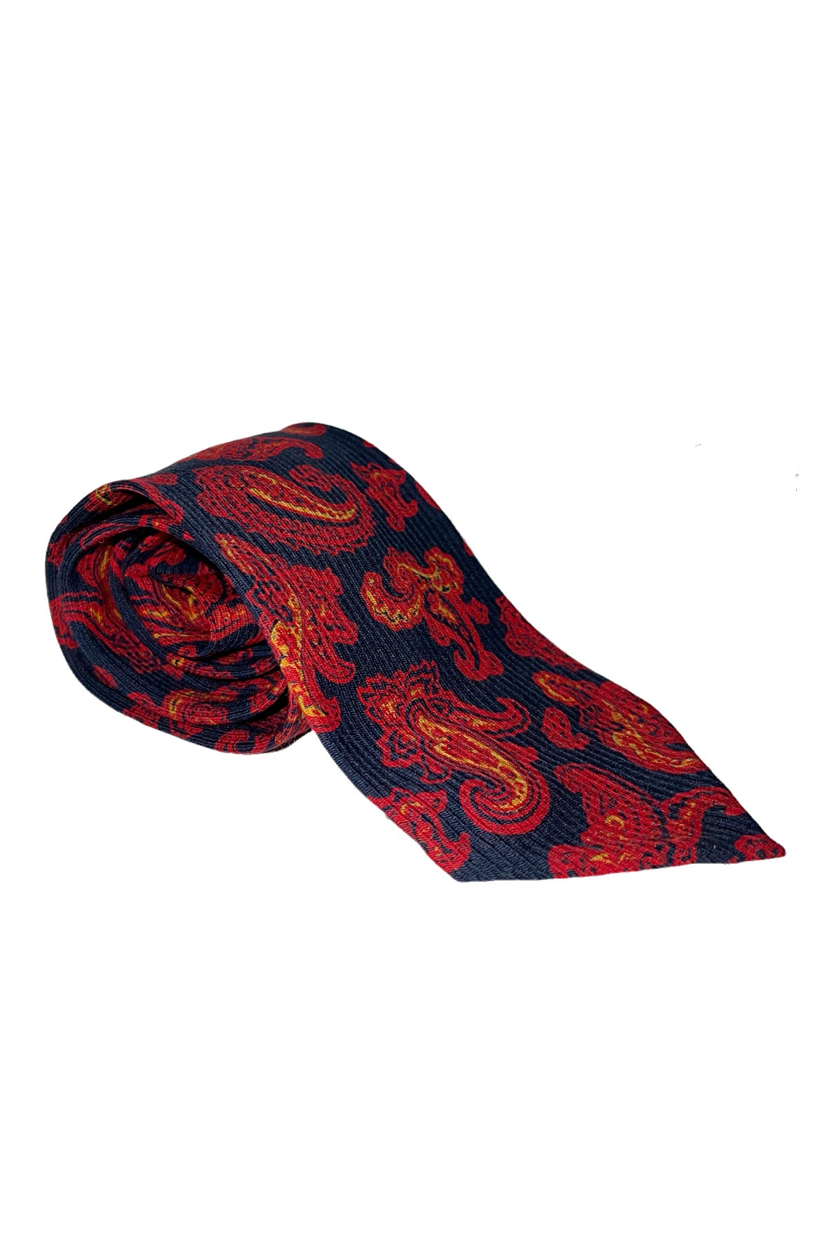 Cravatta uomo blu fantasia in seta 100% cucita a mano