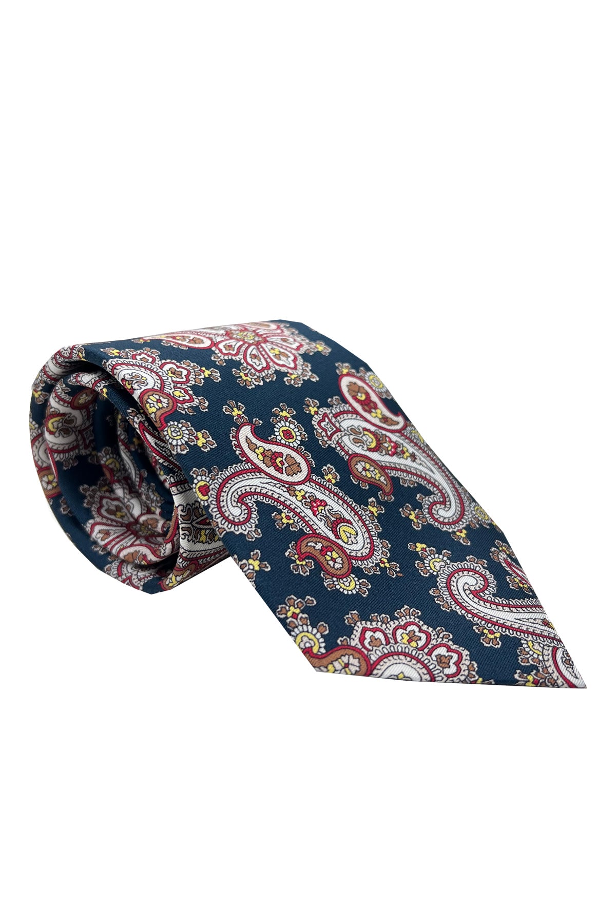 Cravatta uomo blu fantasia in seta 100% cucita a mano