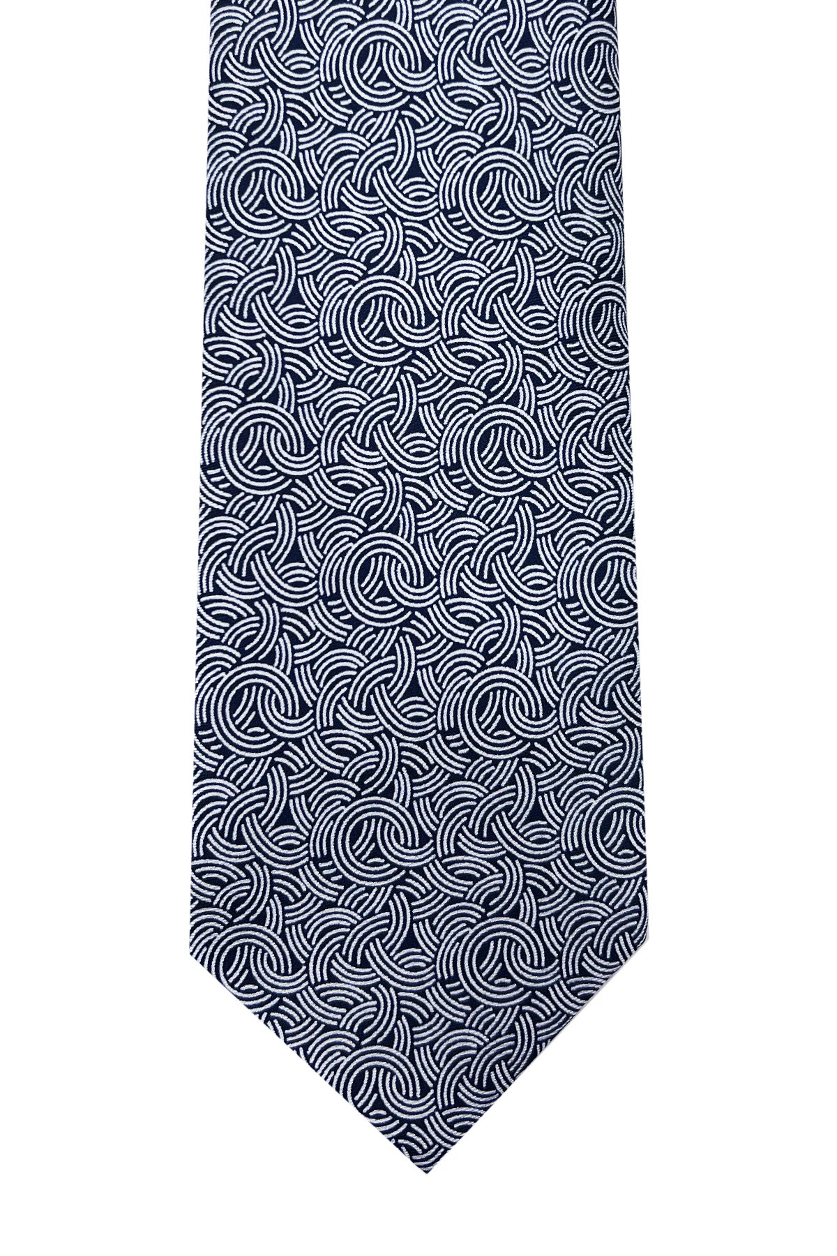 Cravatta uomo blu fantasia in seta 100% cucita a mano
