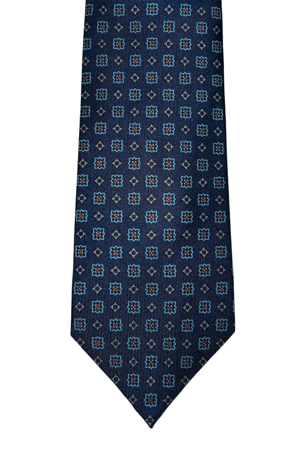 Cravatta uomo blu fantasia in seta 100% cucita a mano