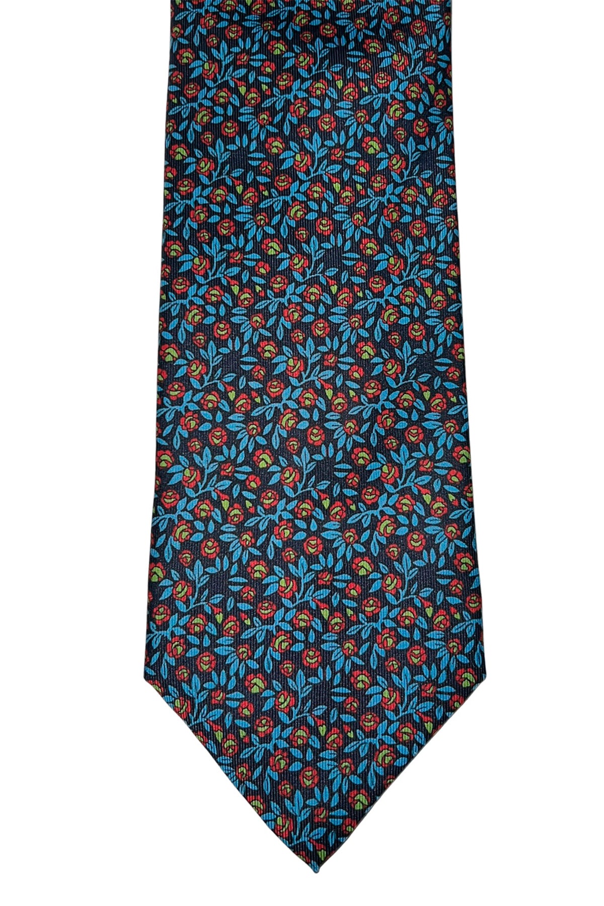 Cravatta uomo blu fantasia in seta 100% cucita a mano
